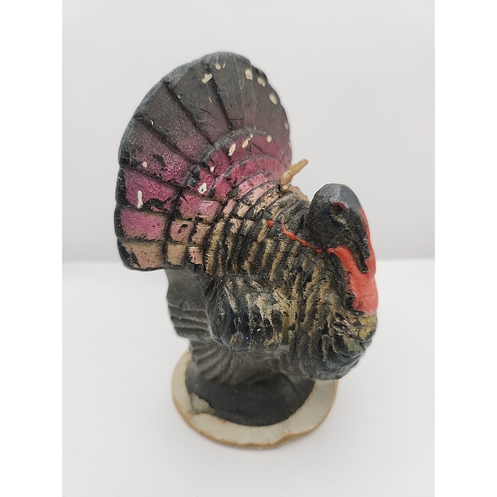Vintage Gurley Thanksgiving‎ Turkey Candle Green Gold Purple/Pink Original Tag